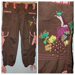Funky 'Miss Me' Cargo Trousers Rare Find Peacock Decor Size Medium
